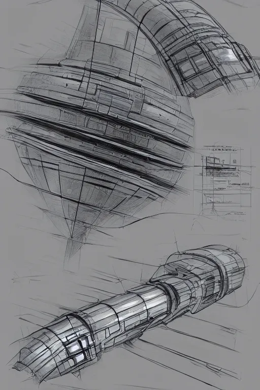 Prompt: a design project of a warp drive, sketch, detailed project, industrial, high quality, highly detailed, 8 k, sci fi, realistic, sketchbook, concept art, functional