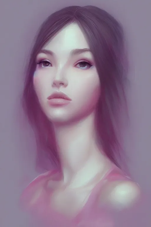 Prompt: portrait, soft, pink, artgerm, trending on artstation