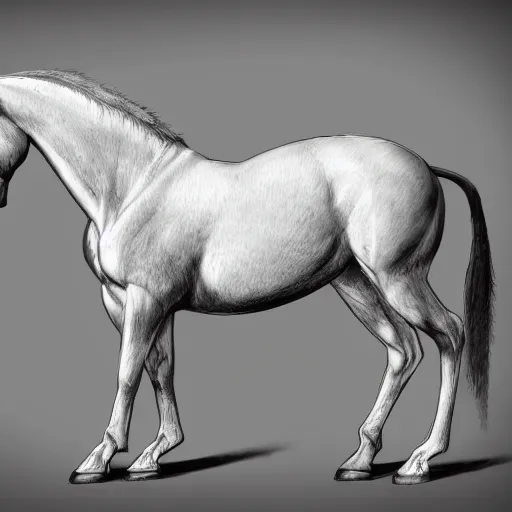 Prompt: concept art of hybrid human and horse, anthropomorphic horse wearing a coat, digital art, photo realistic, highly detailed