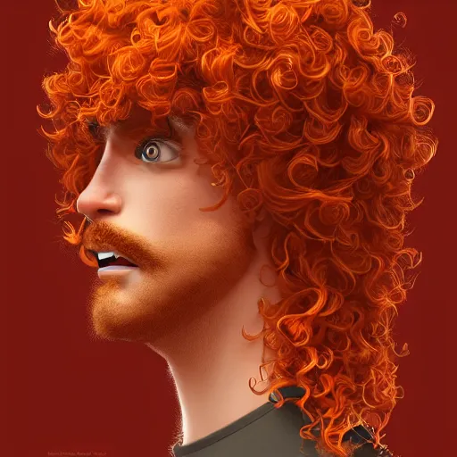 Image similar to illustration of curly orange hair men as a pixar film poster, cool pose, smooth, intricate, octane, reflects, masterpiece artwork, ultra detailed, artgerm, digital art, trending on artstation, behance, deviantart