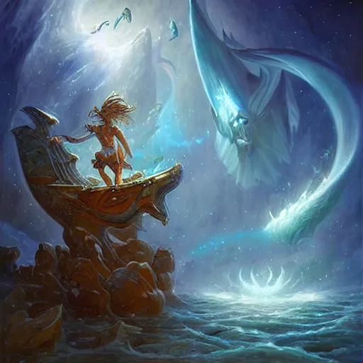 Prompt: a mind forever voyaging, fantasy, sea, cosmos, eternity, tony sart