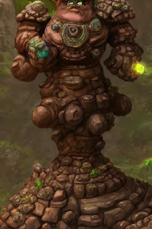 Image similar to zelda fantasy art giant golem troll wood rock greeble gemstone, global illumination ray tracing hdr fanart arstation by sung choi and eric pfeiffer and gabriel garza and casper konefal