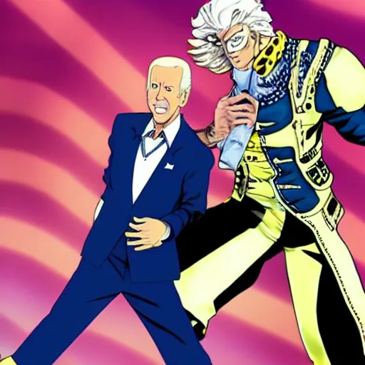 Image similar to Joe Biden in JoJo's Bizarre Adventure