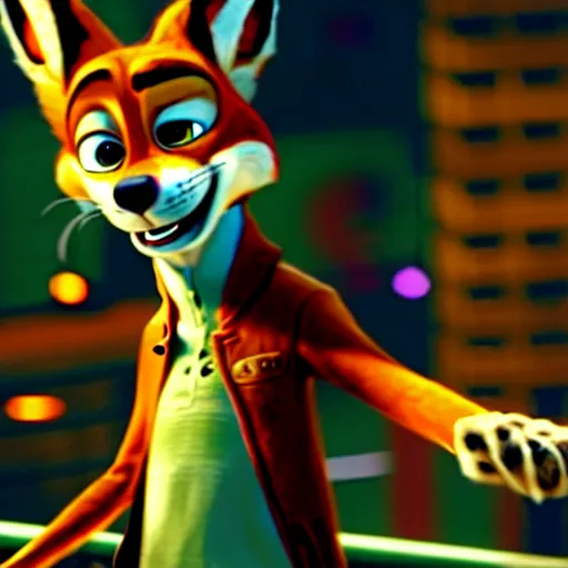 Image similar to nick wilde as max payne 3 set in zootopia