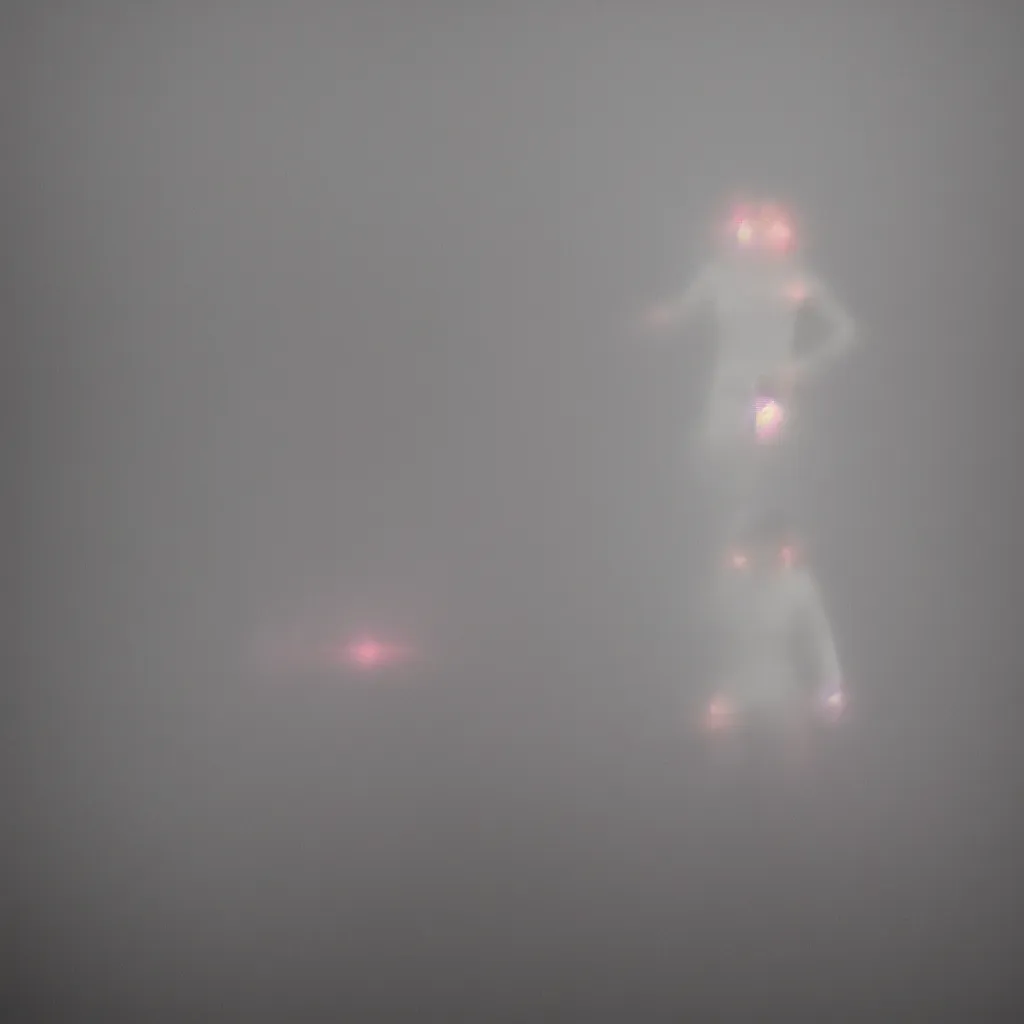 Prompt: a blurry aura glowing in a white mist, human glowing, blast