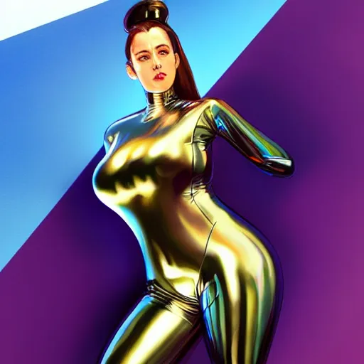 Prompt: A portrait of a cybernetic thicc girl in shiny latex catsuit. Universe background, trending on artstation, digital art, by Stanley Artgerm Lau, WLOP, Rossdraws, James Jean, Andrei Riabovitchev, Marc Simonetti, Yoshitaka Amano