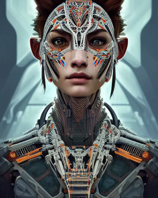 Prompt: symmetry!! portrait of a machine!!!!!! from horizon zero dawn, machine face, decorated with pharoanic motifs, intricate, elegant, highly detailed, digital painting, artstation, concept art, smooth, sharp focus, illustration, art by artgerm and greg rutkowski and alphonse mucha, 8 k