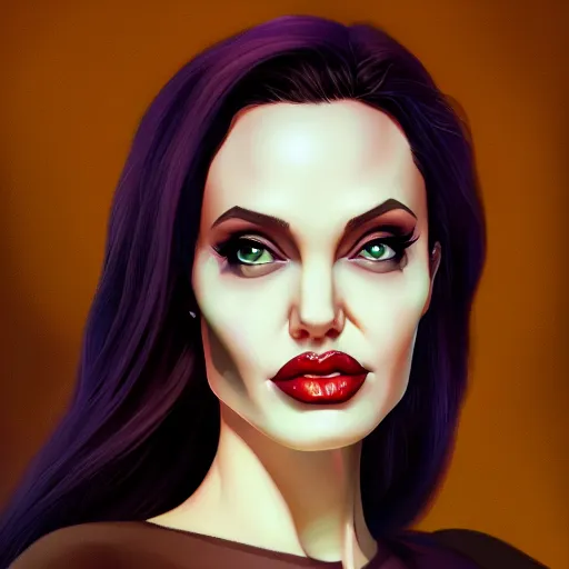 Image similar to Portrait of Angelina Jolie as a succubus demon, mattepainting concept Blizzard pixar maya engine on stylized background splash comics global illumination lighting artstation lois van baarle, ilya kuvshinov, rossdraws