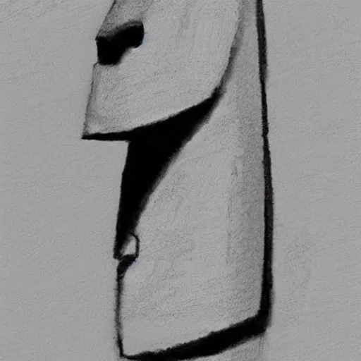 Image similar to easter island draft sketch using few strokes, pencil draft sketch, minimalistic, white background, contours only