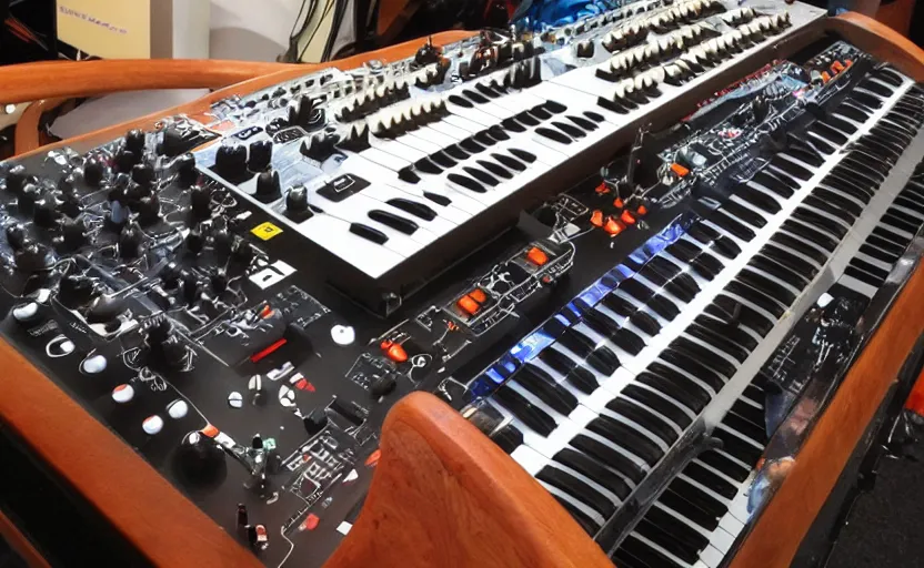 Image similar to the most epic synthesizer from an alien planet