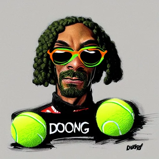 Image similar to snoop dogg tennis ball monster ,tennis ball, digital art,epic, smoking weed, Marijuana, fantasy,chalk, magic, trending on artstation, ultra detailed, professional illustration by Basil Gogos