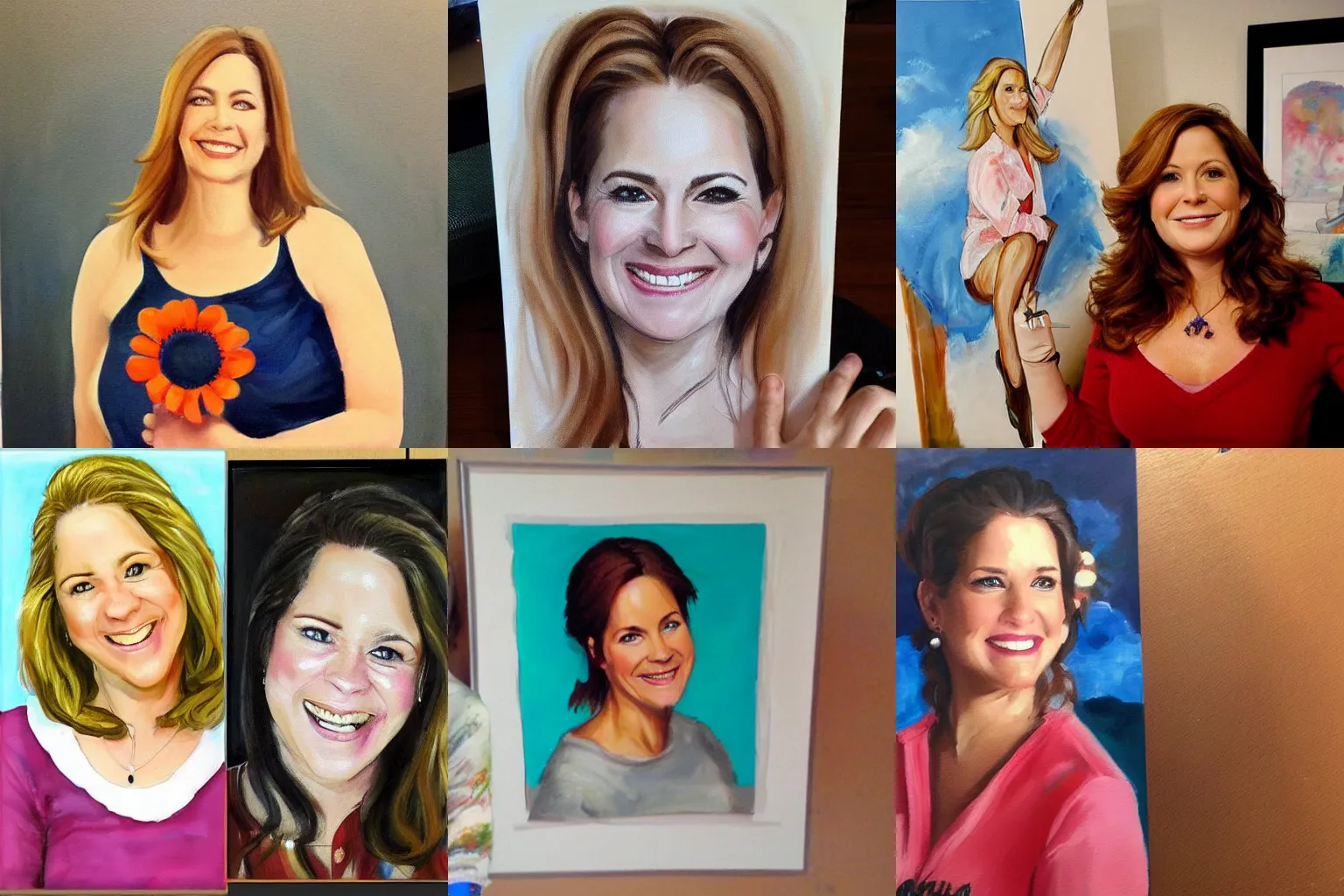 Prompt: Pam from The Office, cute pose, smiling, realistic painting, trending