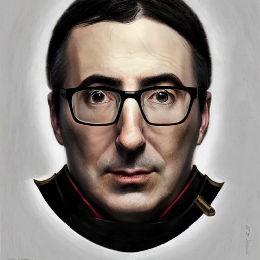 Image similar to portrait of stoic looking john oliver as the vigo carpathian painting, military uniform, fantasy, intricate, elegant, beautiful, highly detailed, charcoal, centered, dark, smokey, digital painting, artstation, concept art, smooth, sharp focus, illustration, art by artgerm and greg rutkowski and alphonse mucha