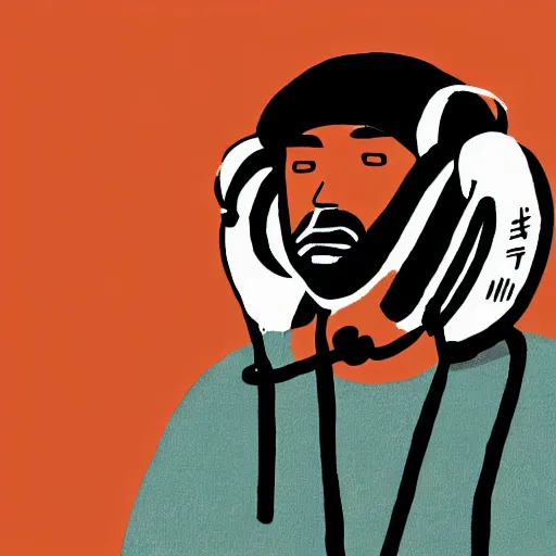 Image similar to streamer on twitch with black hat, stubble, ginger hair, orange hair, black cap, stubbles, red headphones, in the style of tatsuro kiuchi, art, abstract