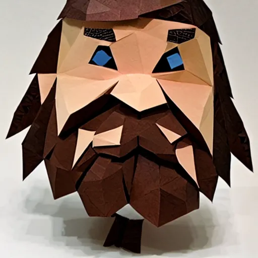 Image similar to cut paper sculpture of grumpy dwarf