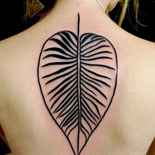 Image similar to a thin detailed black line drawn tattoo of a monstera deliciosa leaf, intricate details, ornamental, elegant, symmetrical!! symmetrical - tatoo!!