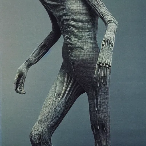 Prompt: giger biomehanic alien suit formal classic catwalk fashion beksinski hugo boss prada elegant