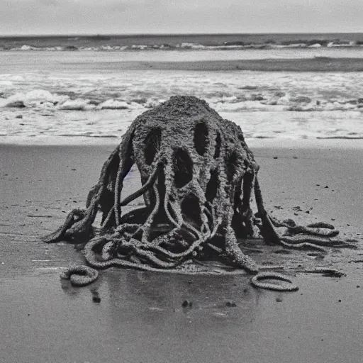 Image similar to a shoggoth on the beach