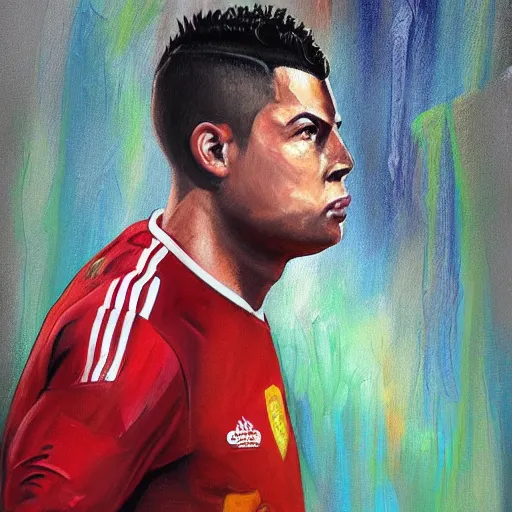 Image similar to a very detailed painting of ronaldo luis nazario de lima, by mathieu st - amour trendin on artstation