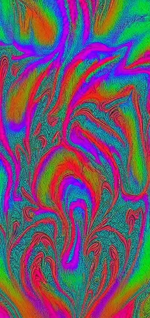 Prompt: a human face dissolving into a fractal geometry, vibrant colors