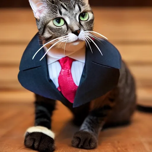 Prompt: cat wearing a suit with a cigar on his mouth