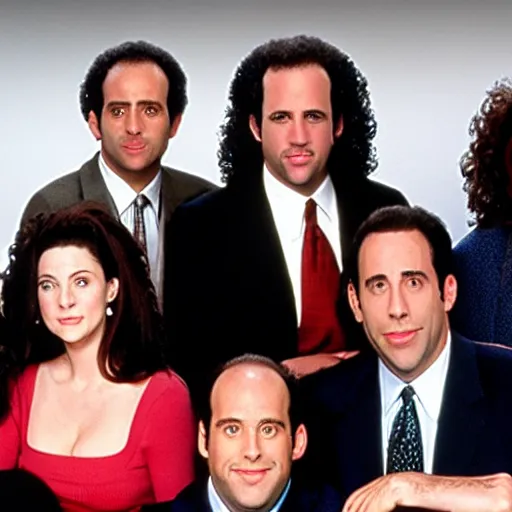 Image similar to The cast of Seinfeld on the office TV show