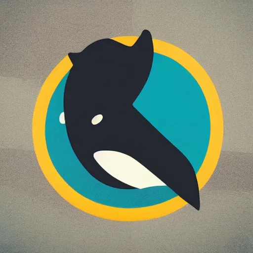 Prompt: Killer Whale profile picture by Sachin Teng, symetrical, logo, geometric shapes background, graffiti, street art:2 by Sachin Teng:4