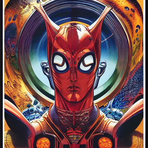 Image similar to portrait of ultraman, symmetrical, by yoichi hatakenaka, masamune shirow, josan gonzales and dan mumford, deayami kojima, takato yamamoto, barclay shaw, karol bak, yukito kishiro