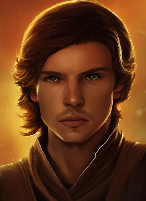 Prompt: jacen solo, jedi from star wars legends books, science fiction realistic and detailed portrait by salvador trakal, trending on artstation, great lighting