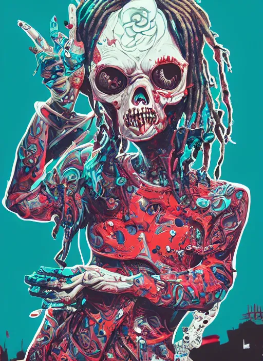 Image similar to zombie dreads full body hiphop streetwear drip, tristan eaton, victo ngai, artgerm, rhads, ross draws