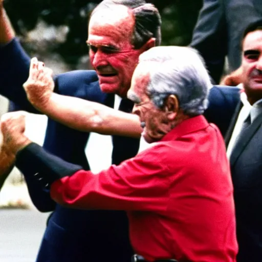 Image similar to George H.W. Bush punches Saddam Hussein, historical photo