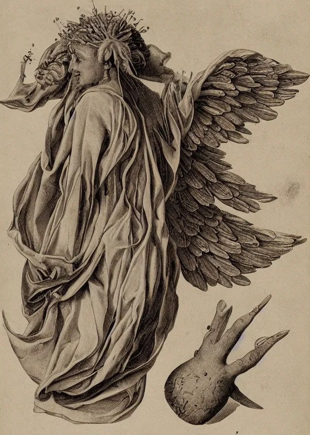 Prompt: a detailed biological illustration dissection of an angel