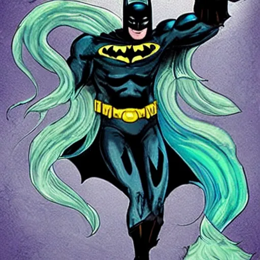 Prompt: batman as a mermaid