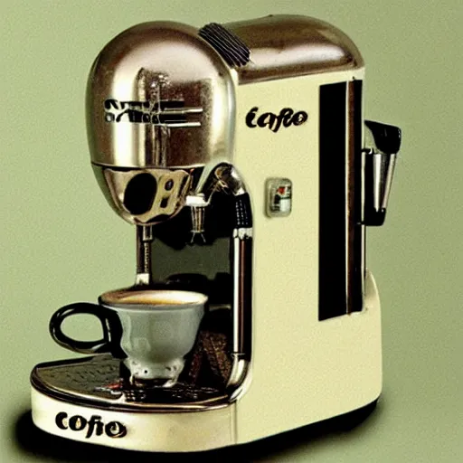 Prompt: futuristic vintage coffee machine