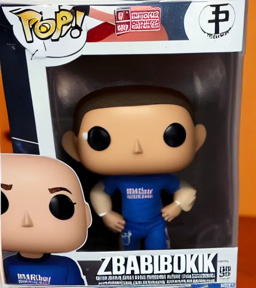 Prompt: bald mark zuckerberg in stained tracksuit funko pop still sealed in box, ebay listing