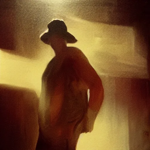 Prompt: Nothing breaks like a man that's seen the other side, oil on canvas, volumetric lighting, cinematic, intricate