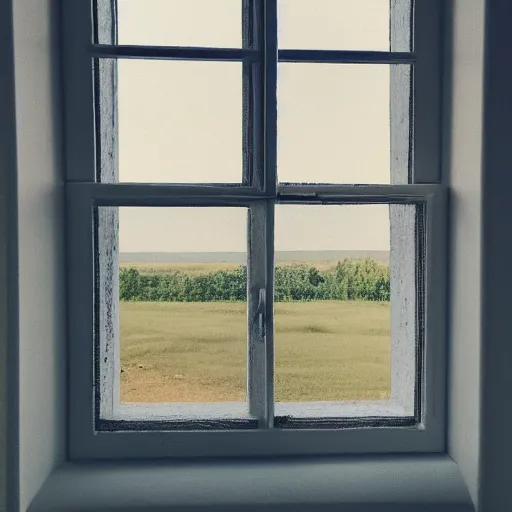 Prompt: a window view of the outside of the window from the perspective of the window viewing a window
