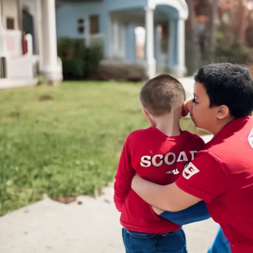 Image similar to a 4K photograph, cinematic lighting, award winning photo of a kid explaining to his mom why socialism is a good thing, socialist style photo