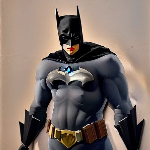 Image similar to greg manchess portrait painting of a bruce wayne aka batman as overwatch character, medium shot, asymmetrical, profile picture, organic painting, sunny day, matte painting, bold shapes, hard edges, street art, trending on artstation, by huang guangjian and gil elvgren and sachin teng