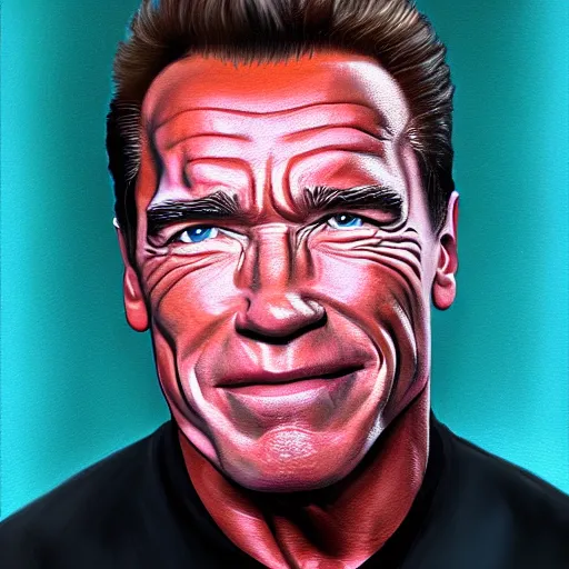 Image similar to portrait of Arnold Schwarzenegger , highly detailed, centered, solid color background, digital painting