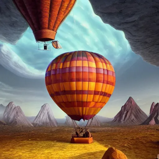 Image similar to hot air balloon hotel by H.P. Lovecraft, abaddon and magali villeneuve, ghibli moebius, 8k, epic scene, scifi, unreal engine, trending on cg station. masterpiece.