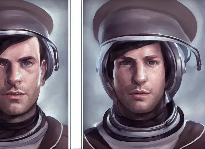 Image similar to symmetrical!!! portrait of christian!! mormon astronaut, grim lighting, dieselpunk, concept art, artstation, stephen bliss, unreal engine, game screenshot