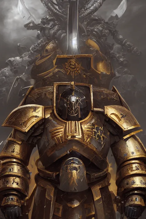 Image similar to armor portrait heros warhammer 4 0 k horus heresy fanart - the primarchs emperor by johannes helgeson animated with vfx concept artist & illustrator global illumination ray tracing hdr fanart arstation zbrush central hardmesh 8 k octane renderer comics stylized