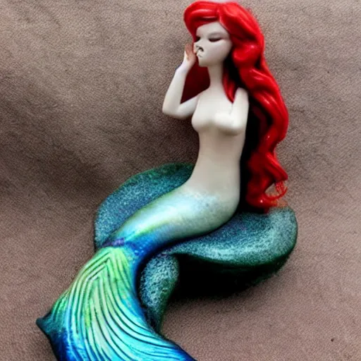 Image similar to an amazing ceramic realistic mermaid sculpture mug, creative, beautiful, award winning design, functional, colorful