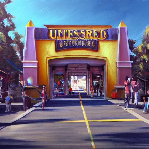 Prompt: painting of universal studios entrance, artstation