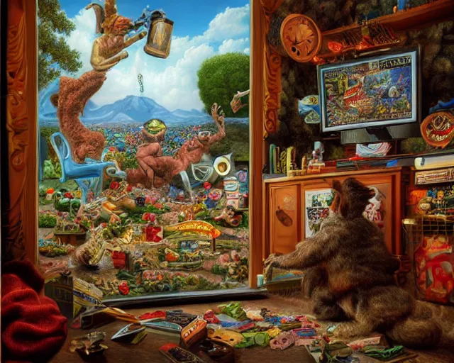 Image similar to robert williams todd schorr mark ryden highly detailed 3 - d environment octane render