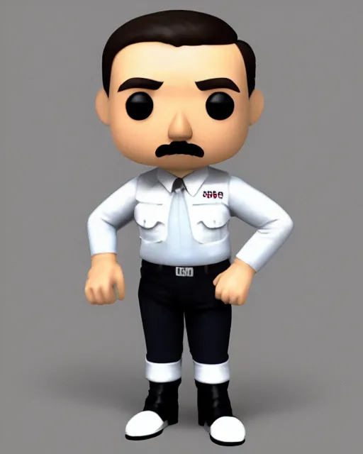 Image similar to full body 3d render of adolf hitler as a funko pop, studio lighting, white background, blender, trending on artstation, 8k, highly detailed