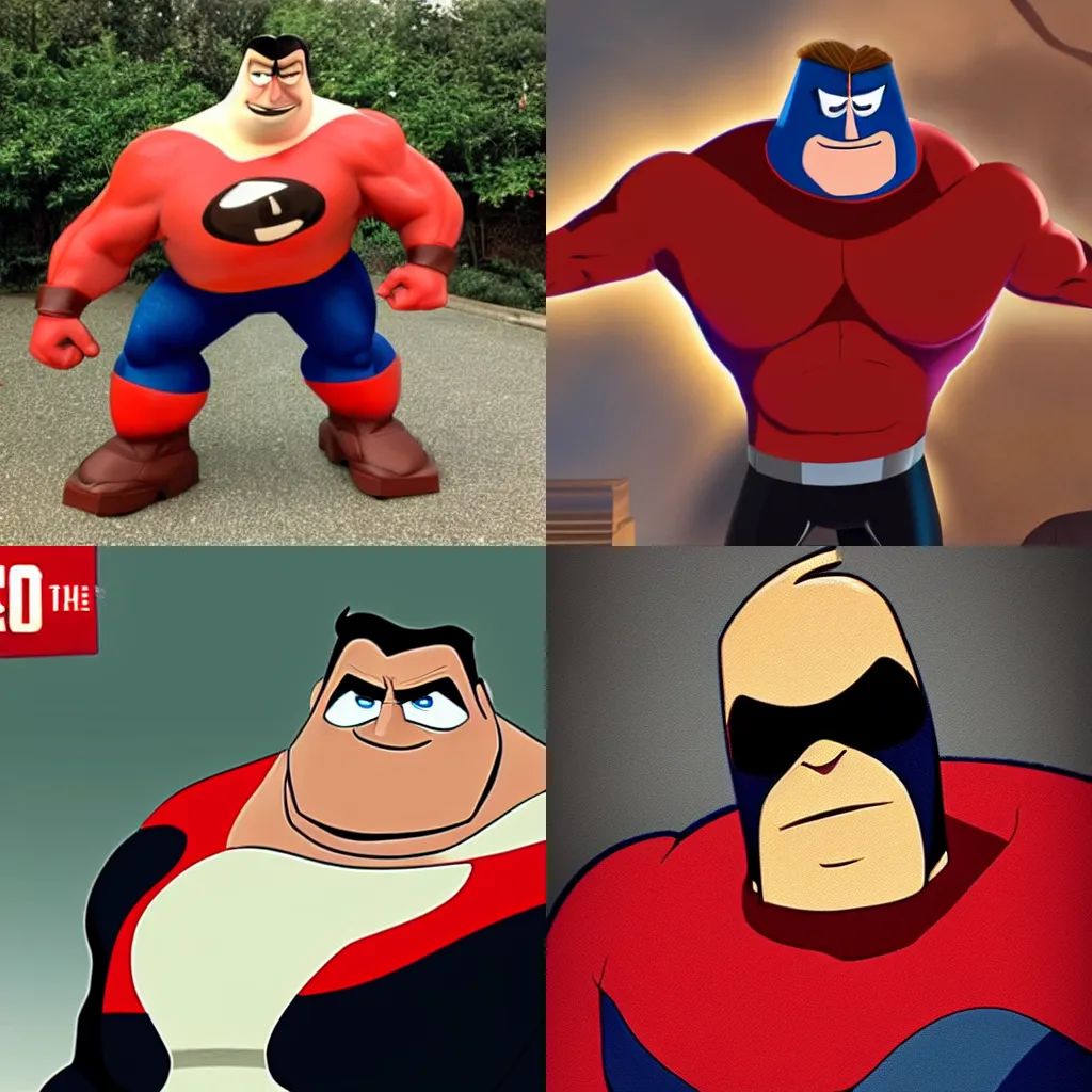 Prompt: mr. incredible becoming uncanny