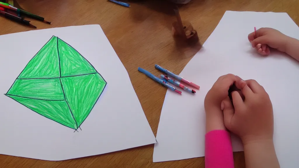 Image similar to child's drawing her complex polygon bower