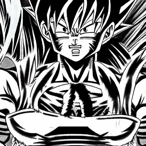 Prompt: highly detailed shonen jump goku powering up on toilet seat illustrated by constipated akira toriyama